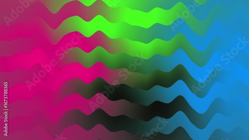 Vibrant Wavy Lines: Dynamic Fuchsia, Green, and Blue Gradient Waves in a Seamless Flow, Ideal for Digital Art, Websites, Video Animations, and Contemporary Design Projects