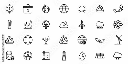 Earth-friendly doodle icons representing ecology, environment, and sustainability for your next green project