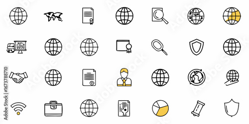 Global business connections in modern vector graphic, international success, network strategy and worldwide trade