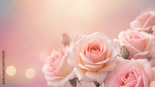 Romantic Rose Bokeh Background with Soft Pastel Gradient – AI