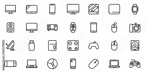 Modern technology icons showcasing devices for digital life and connectivity