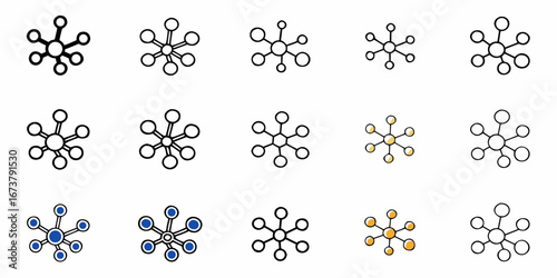 Explore diverse network connections and communication pathways with these versatile hub and spoke icons.