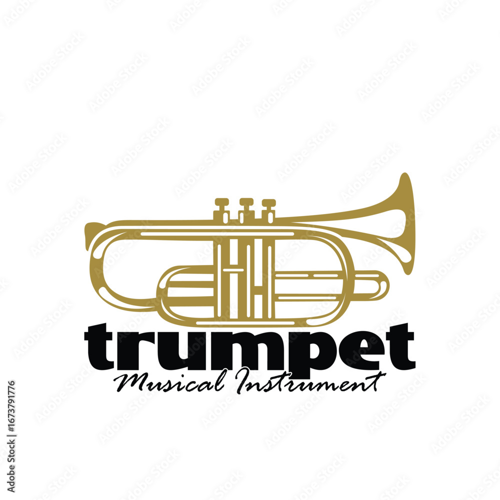 Fototapeta premium Trumpet Logo Design Concept, Music Jazz Logo Icon Vector Illustration