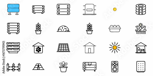 Charming hand-drawn icons depicting home, nature, and technology elements for modern design projects
