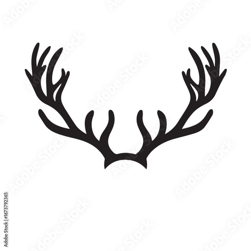 Vector art of black silhouette of deer antlers