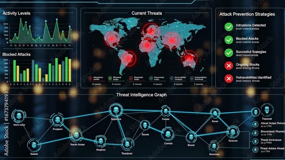Global Cyber Threat Visualization A Futuristic Dashboard Displays Global Cyber Threat Visualization A Futuristic Dashboard Displays