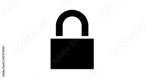 Simple black padlock icon symbolizing security and protection.