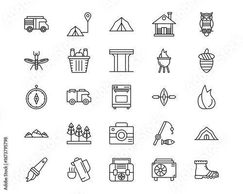 Camping Line Vector Icons