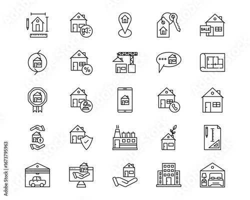 Real Estate Line Vector Icons