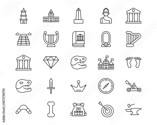 History Line Vector Icons