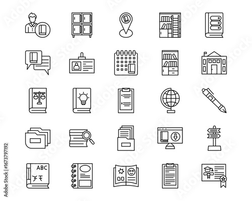 Library Line Vector Icons