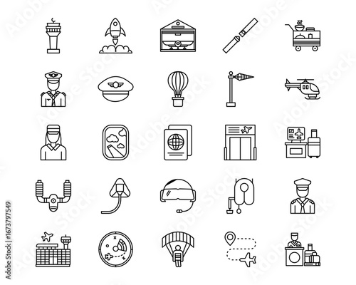 Aviation Line Vector Icons