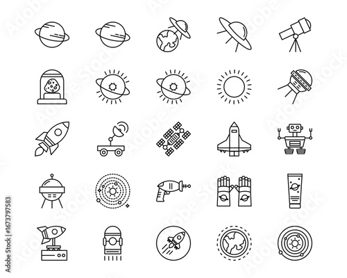 Space Technology Line Vector Icons