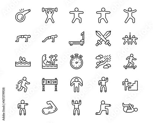Physical Fitness Line Vector Icons