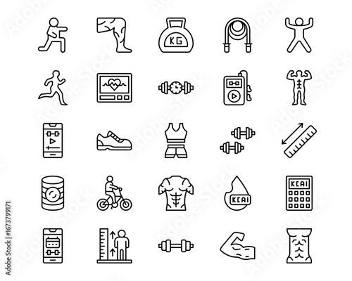 Workout App Line Vector Icons