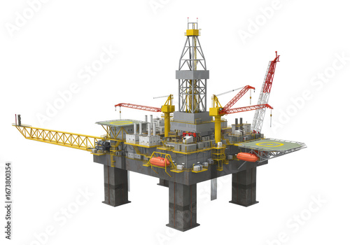 Isolated Oil Platform on a Sunny Day offshore oil platform facility technology drilling rig