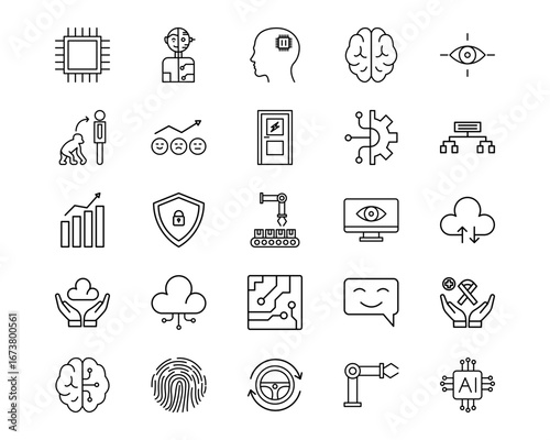 Artificial Intelligence Line Vector Icons