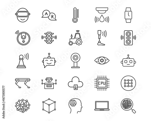 Artificial Intelligence Line Vector Icons