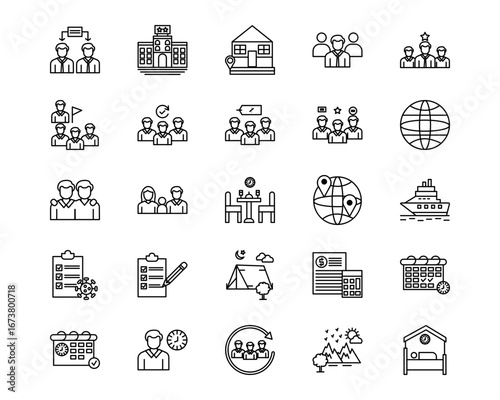 Vacation Planning Line Vector Icons