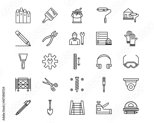 Home Improvements Line Vector Icons