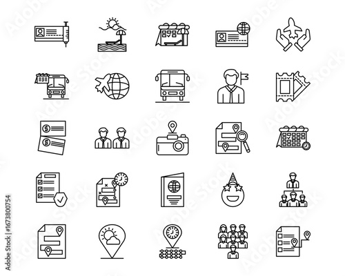 Vacation Planning Line Vector Icons
