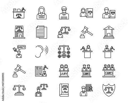Law & Legislation Line Vector Icons
