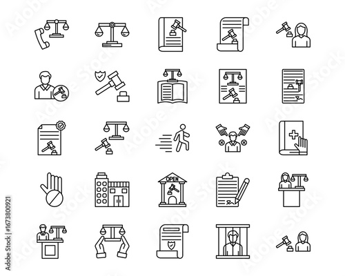 Law & Legislation Line Vector Icons