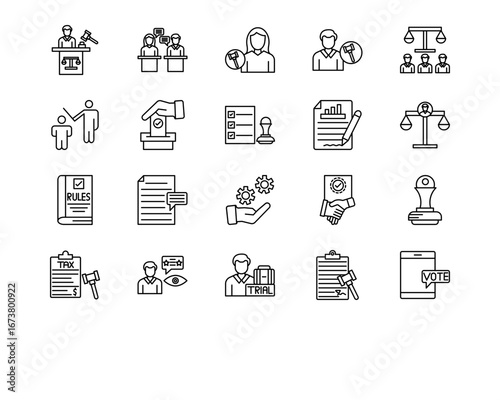Law & Legislation Line Vector Icons