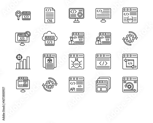 No Code Line Vector Icons