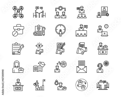 Job Search Line Vector Icons