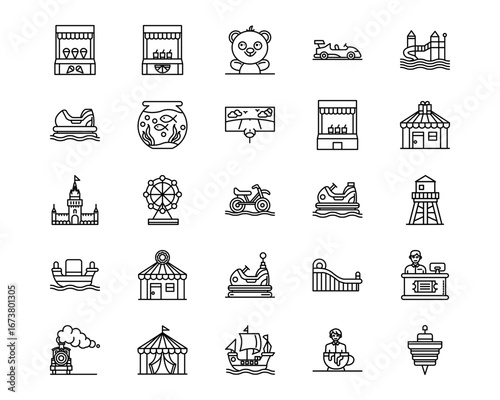Theme Park Line Vector Icons