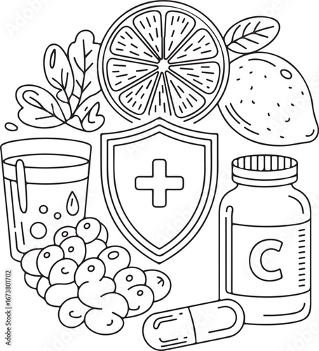 Fruits, Medicine, and Immune Protection Essentials