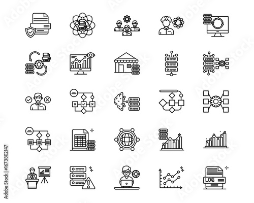 Data Analytics Line Vector Icons