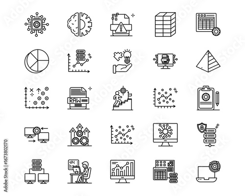 Data Analytics Line Vector Icons