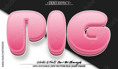 Cute Pig Farm Animal Livestock Text Effect Editable Alphabet