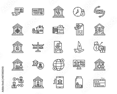 Banking Line Vector Icons