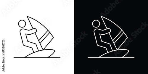 Windsurf icon Clip Art design. Line icons