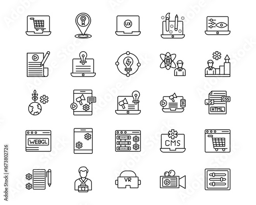 Media Agency Line Vector Icons