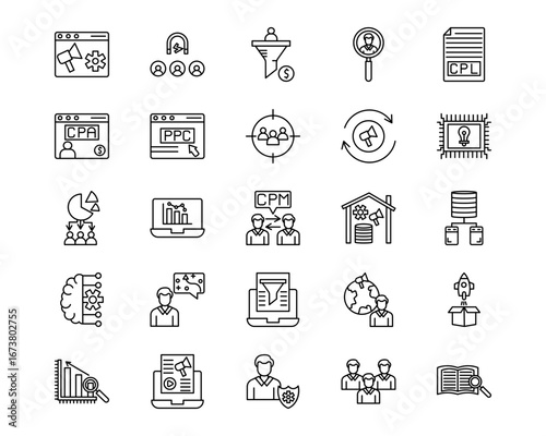 Media Agency Line Vector Icons