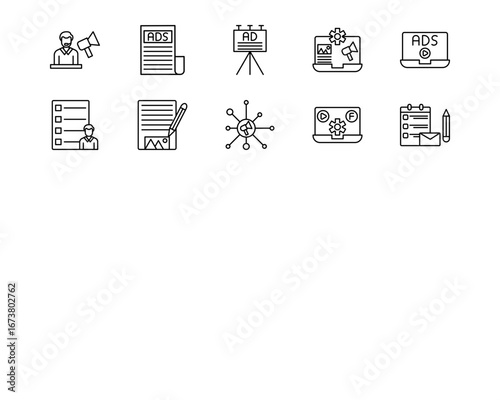 Media Agency Line Vector Icons