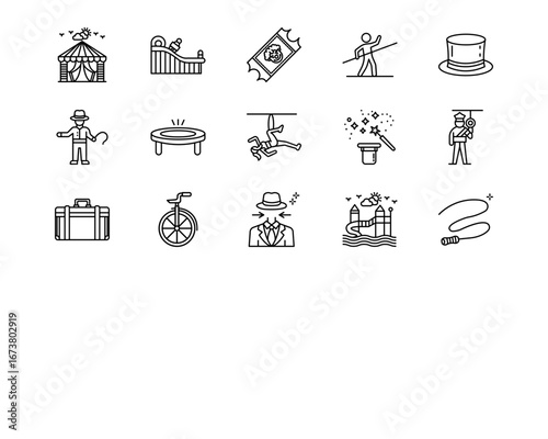 Circus Line Vector Icons