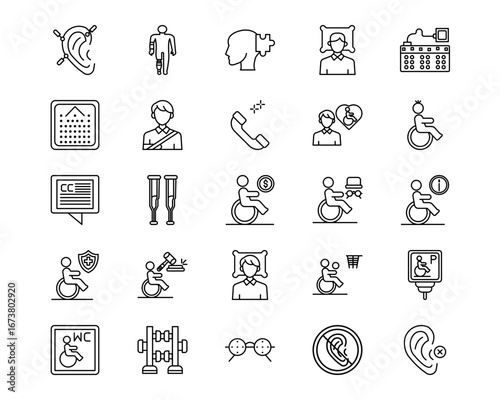 Disability Line Vector Icons