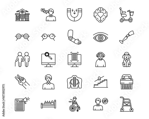 Disability Line Vector Icons