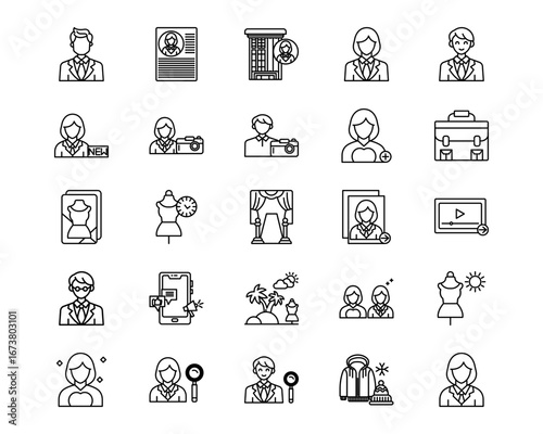 Modelling Agency Line Vector Icons
