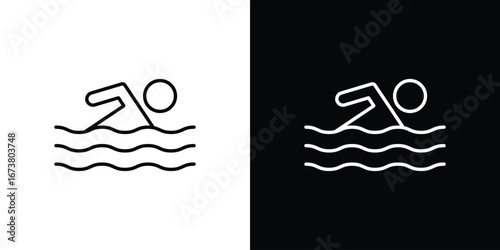 Swimming icon Clip Art design. Line icons
