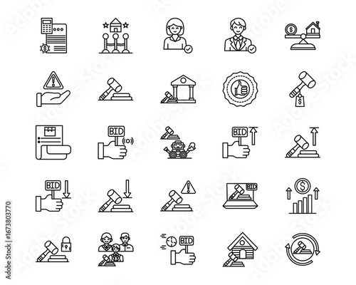 Auction House Line Vector Icons