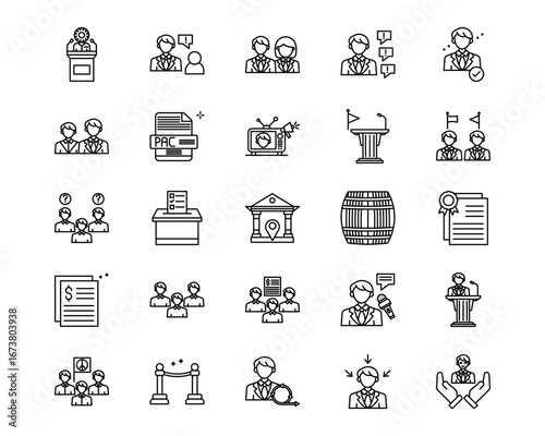 Politics Line Vector Icons