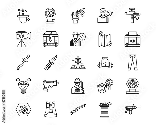 Battle Royale Line Vector Icons