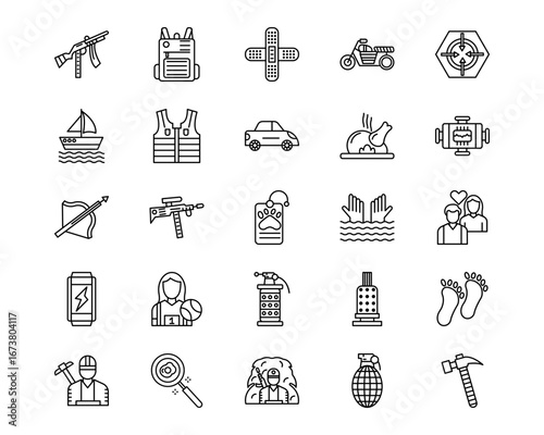 Battle Royale Line Vector Icons