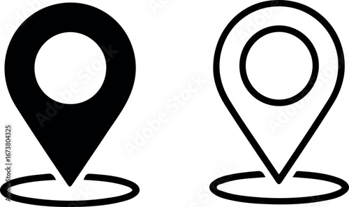 Location Pin Icons – Solid and Outline Map Markers.